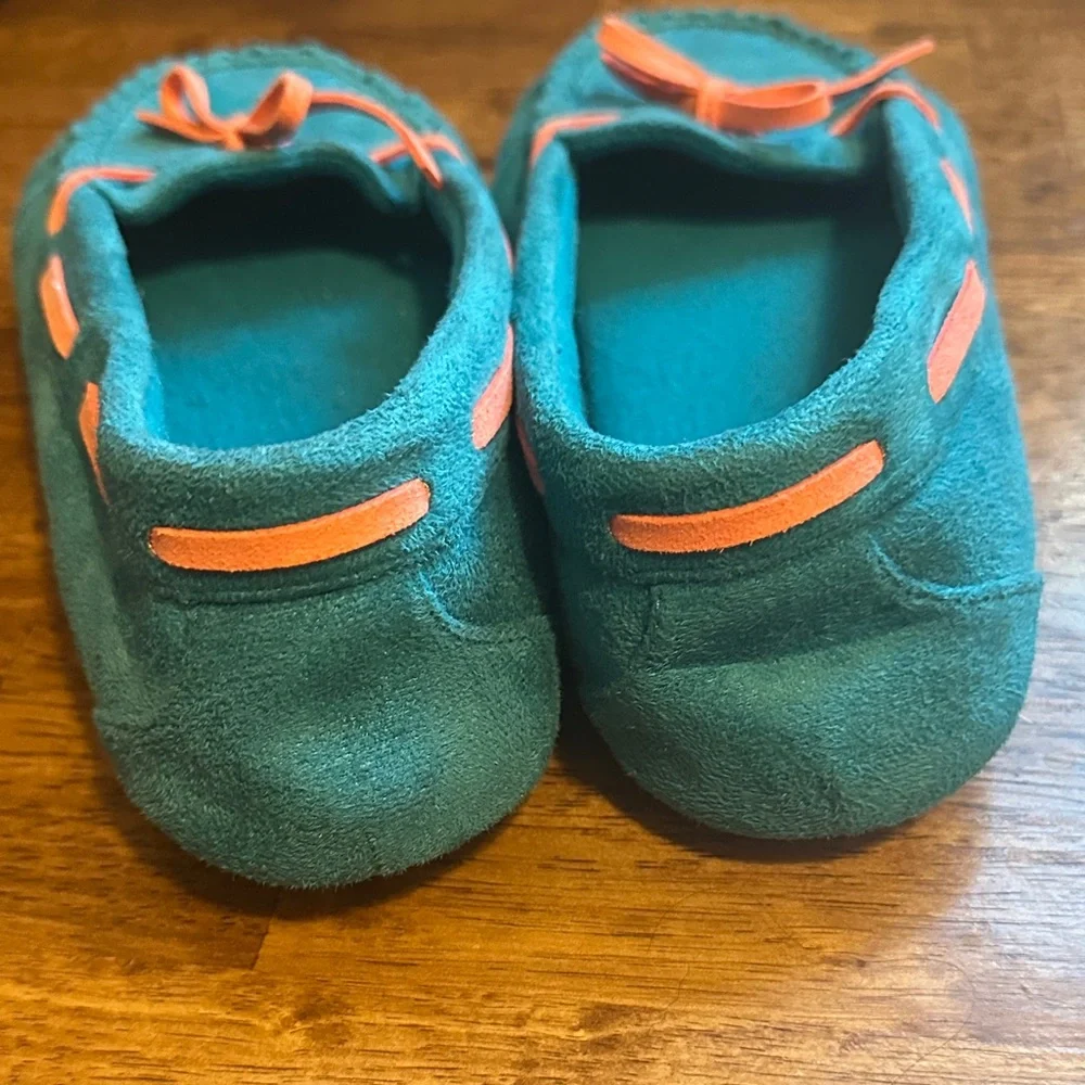 American Girl Teal Moccasins with Coral Details